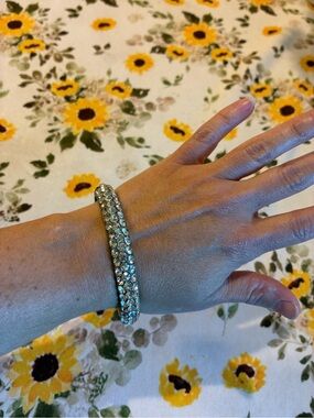 Gold Crystal Pavé Stretch Bracelet - Women Jewelry